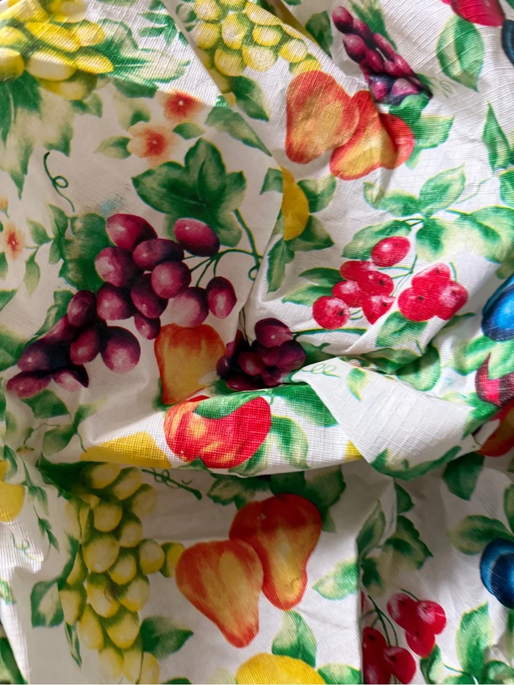 Home Accents Fruit Print Elastic Fit Tablecloth - White Multicolor vintage